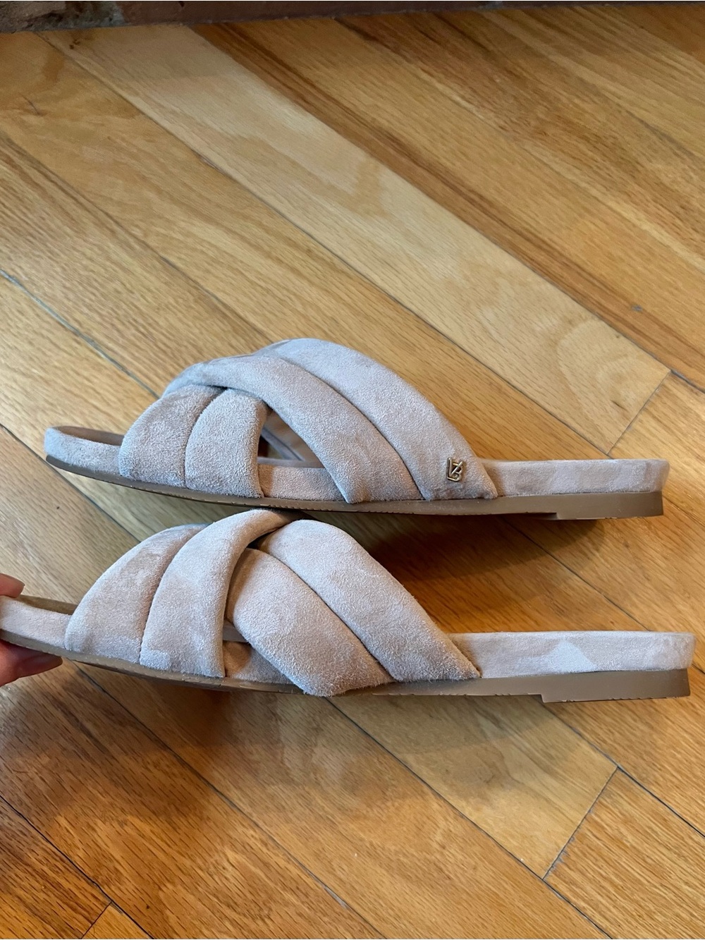 Veronica Beard Tan Nude Elise Suede Slide Sandals - Picture 7 of 15